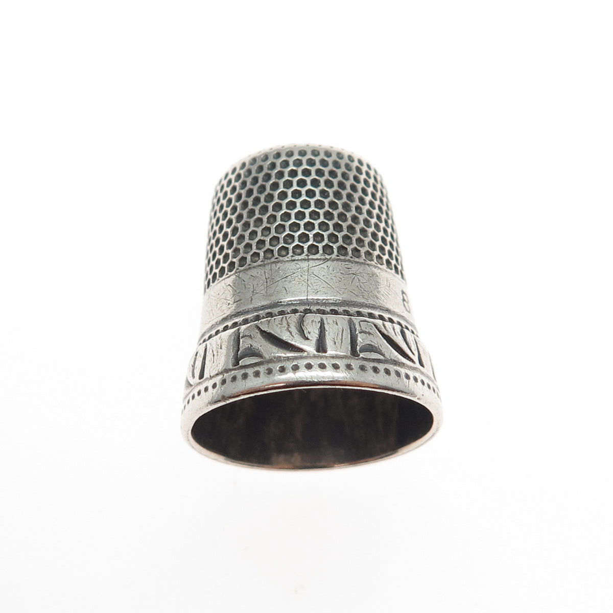 KETCHAM & MCDOUGALL 925 Sterling Silver Antique Engraved Sewing Thimble Size 8