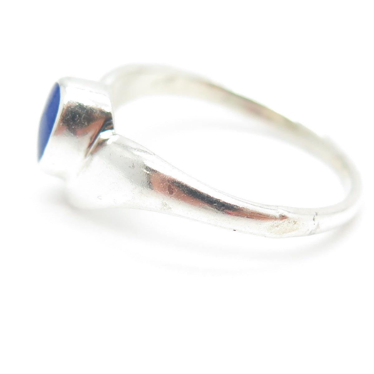 925 Sterling Silver Vintage Real Lapis Lazuli Gemstone Modernist Ring Size 6.75