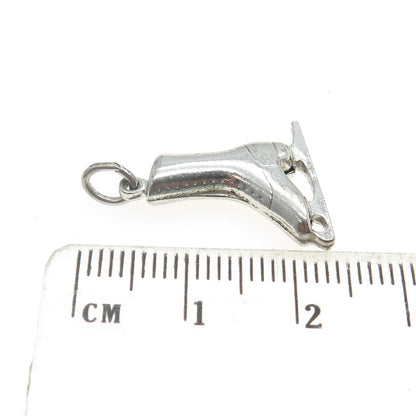 925 Sterling Silver Antique Art Deco Ice Skating Shoe 3D Charm Pendant