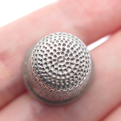 925 Sterling Silver Antique Art Deco Oxidized Thimble Size 6