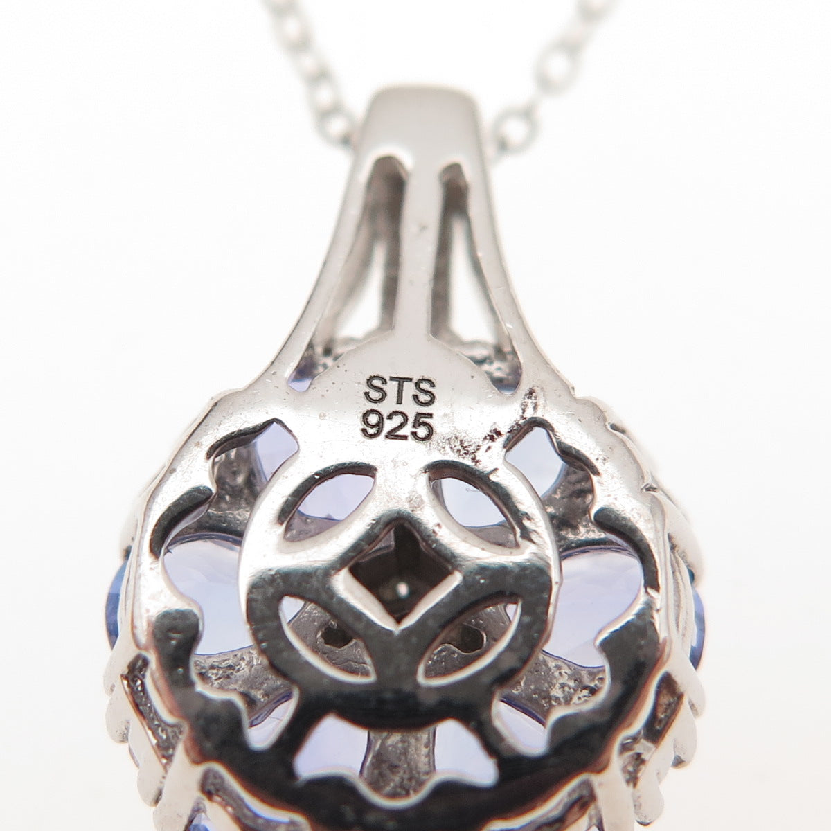 Chuck Clemency 925 Sterling Silver Real Tanzanite White Topaz Chain Necklace 20"