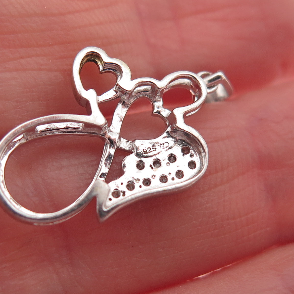 Charles Winston Sterling Silver 2-Tone Real Diamond Angel Heart Charm Pendant