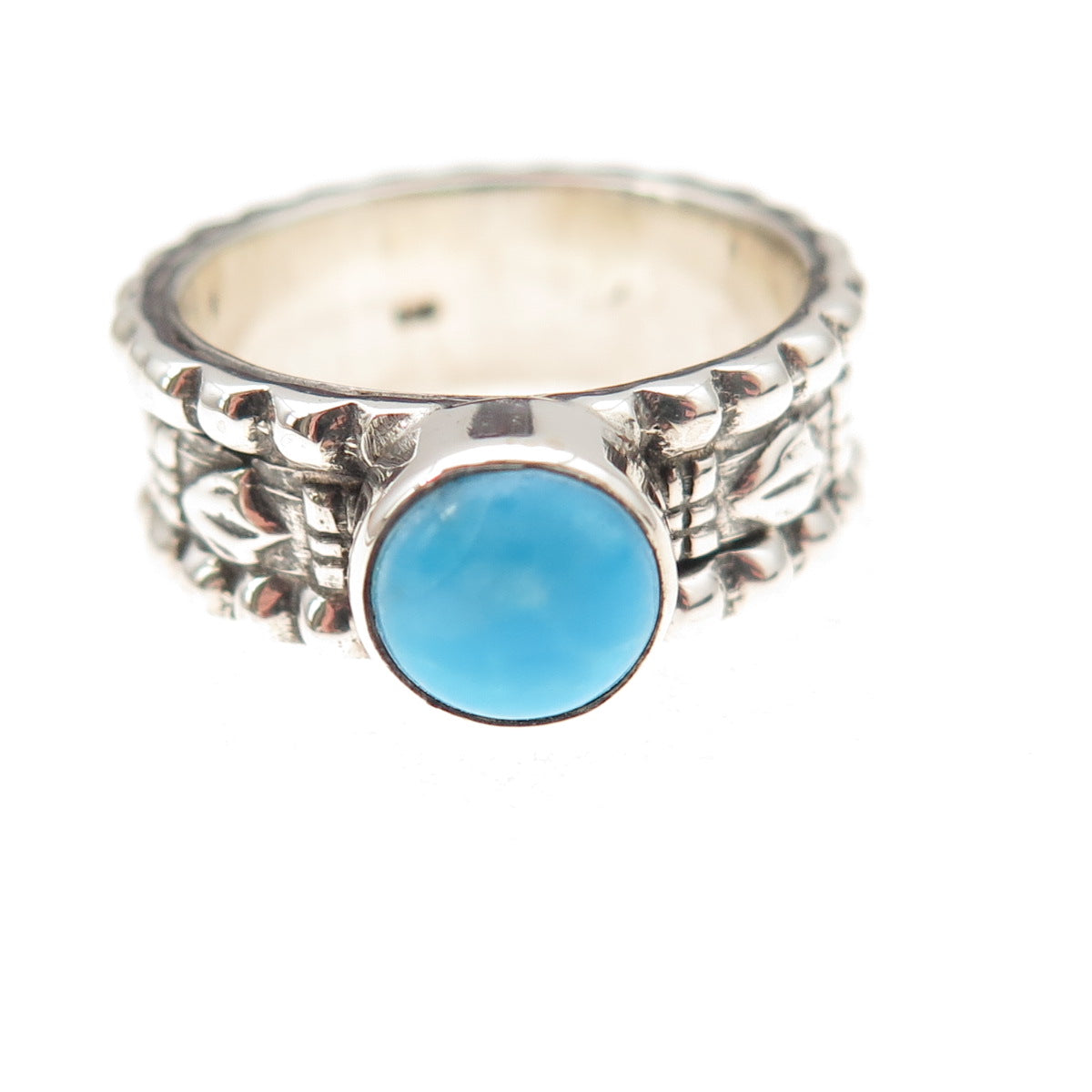 925 Sterling Silver Vintage Real Sleeping Beauty Turquoise Ring Size 6.5