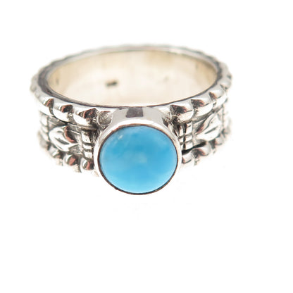 925 Sterling Silver Vintage Real Sleeping Beauty Turquoise Ring Size 6.5