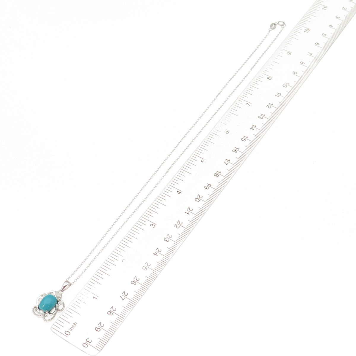 925 Sterling Silver Real Sleeping Beauty Turquoise Floral Chain Necklace 18"