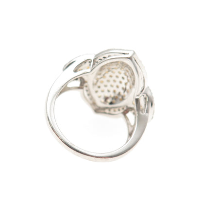 925 Sterling Silver 2-Tone Real Round-Cut Citrine & White Topaz Ring Size 5.75