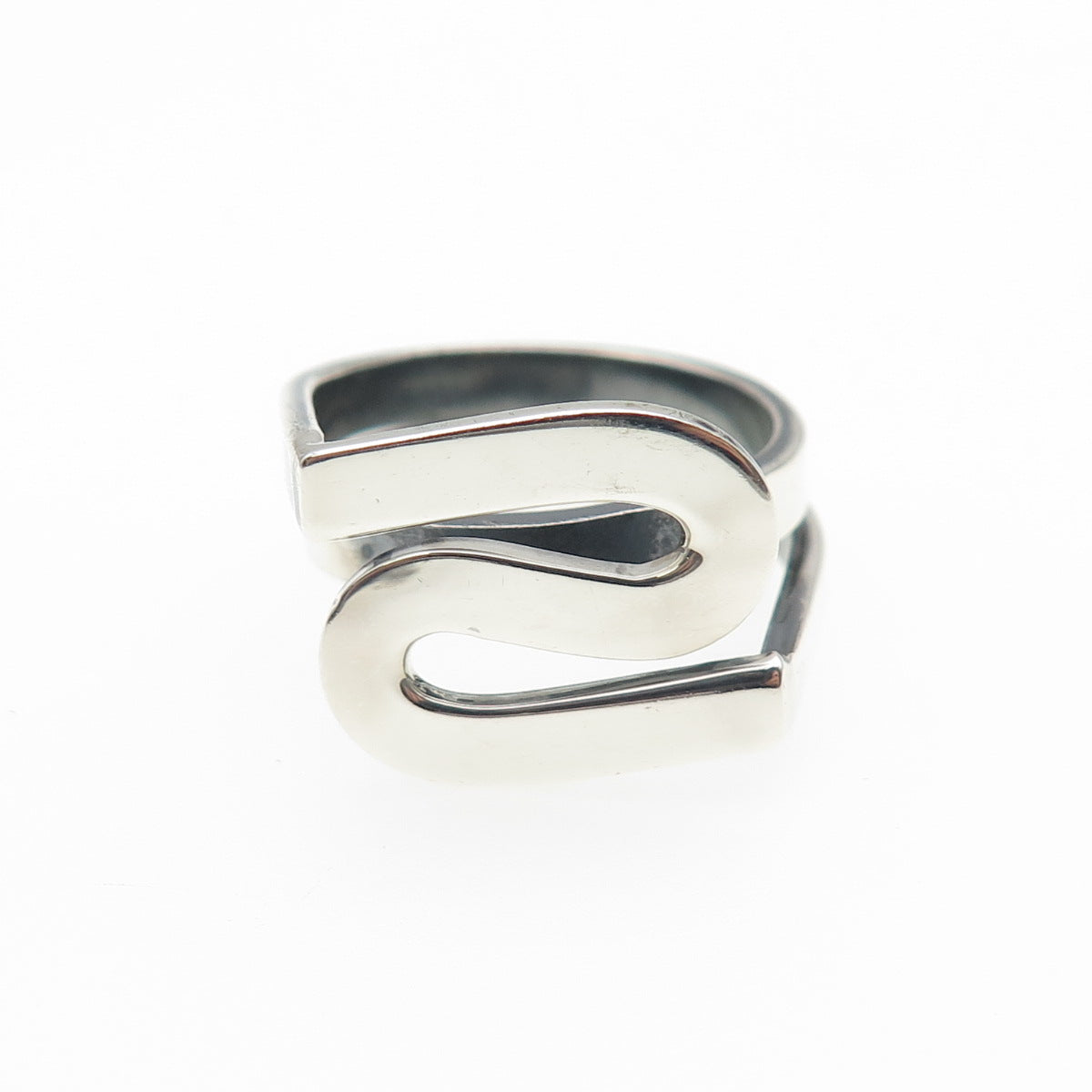 925 Sterling Silver Vintage Mexico Modernist Zig Zag Ring Size 7.25