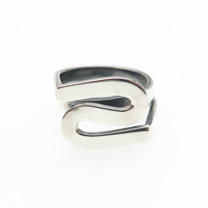 925 Sterling Silver Vintage Mexico Modernist Zig Zag Ring Size 7.25