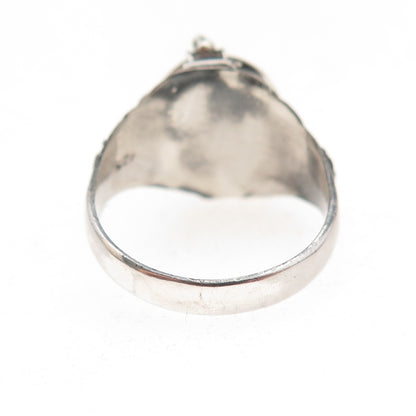 925 Sterling Silver Vintage Real Moonstone Goddess Poison Ring Size 7.5