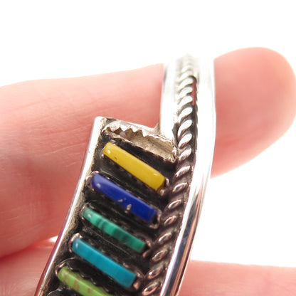 Helen Harrison Navajo Old Pawn Sterling Multi-Gem Bracelet 7" (missing 1 stone)