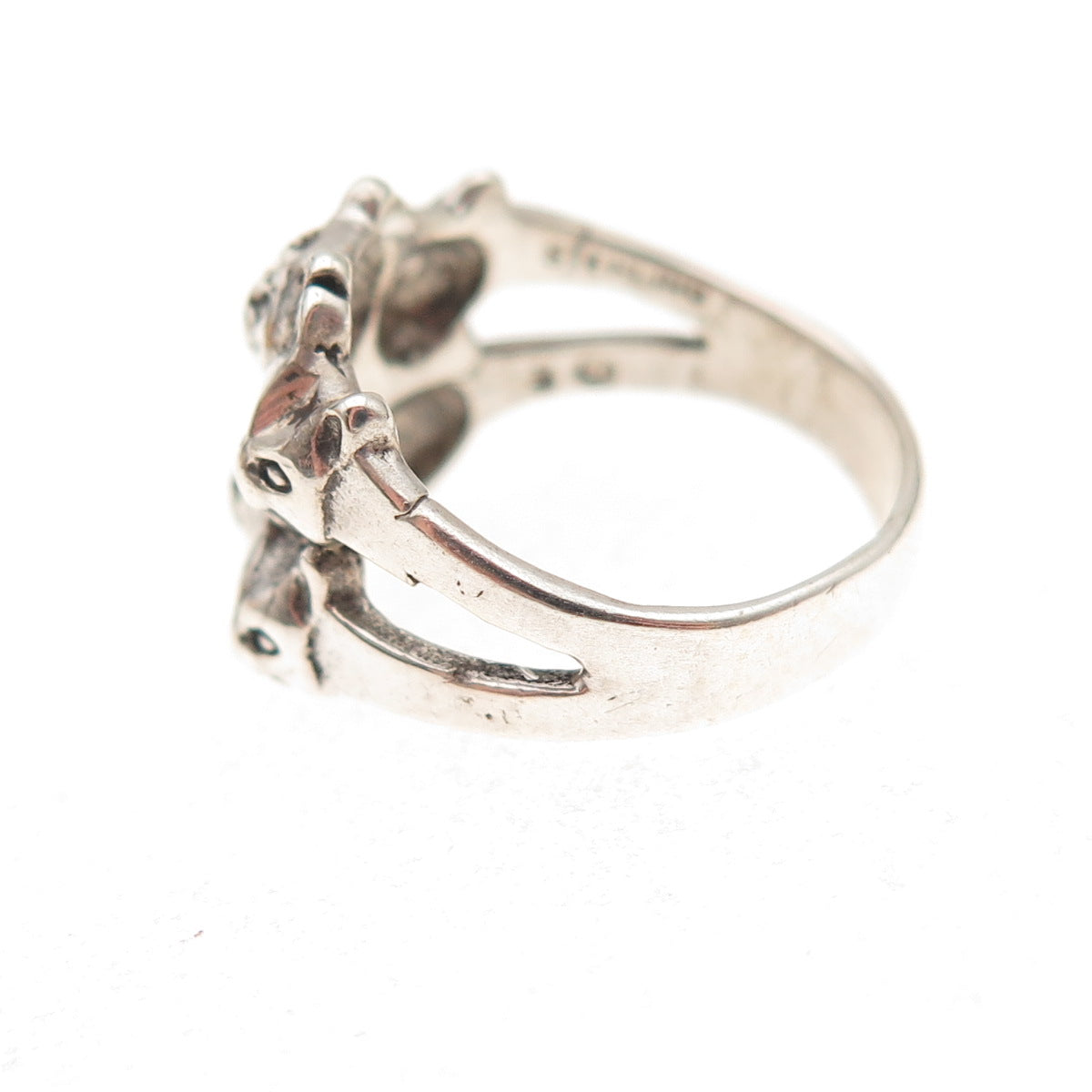 Shube 925 Sterling Silver Vintage Six Cats Oxidized Ring Size 4.25
