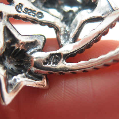CAROLYN POLLACK AMERICAN WEST 925 Sterling Vintage Star Oxidized Ring Size 10.25