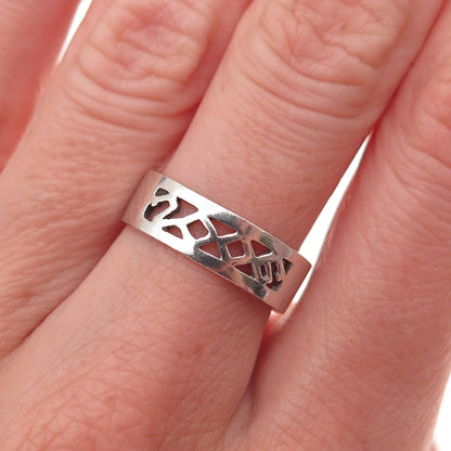 925 Sterling Silver Vintage 2006 Oxidized Band Ring Size 7.25