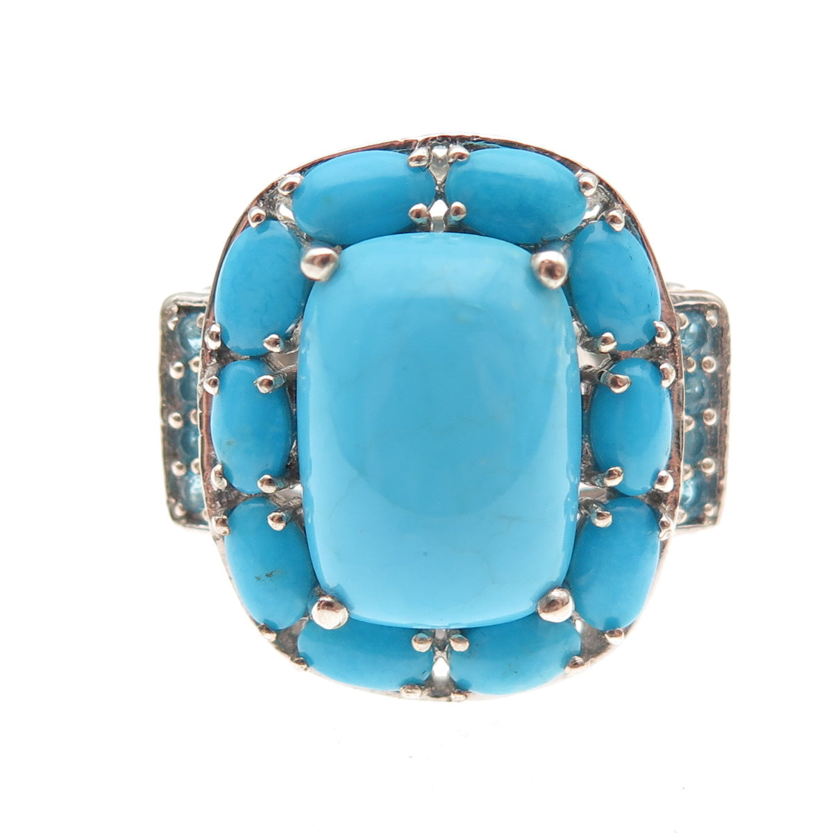 Chuck Clemency 925 Sterling Silver Real Turquoise & Apatite Ring Size 8.25