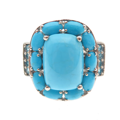 Chuck Clemency 925 Sterling Silver Real Turquoise & Apatite Ring Size 8.25