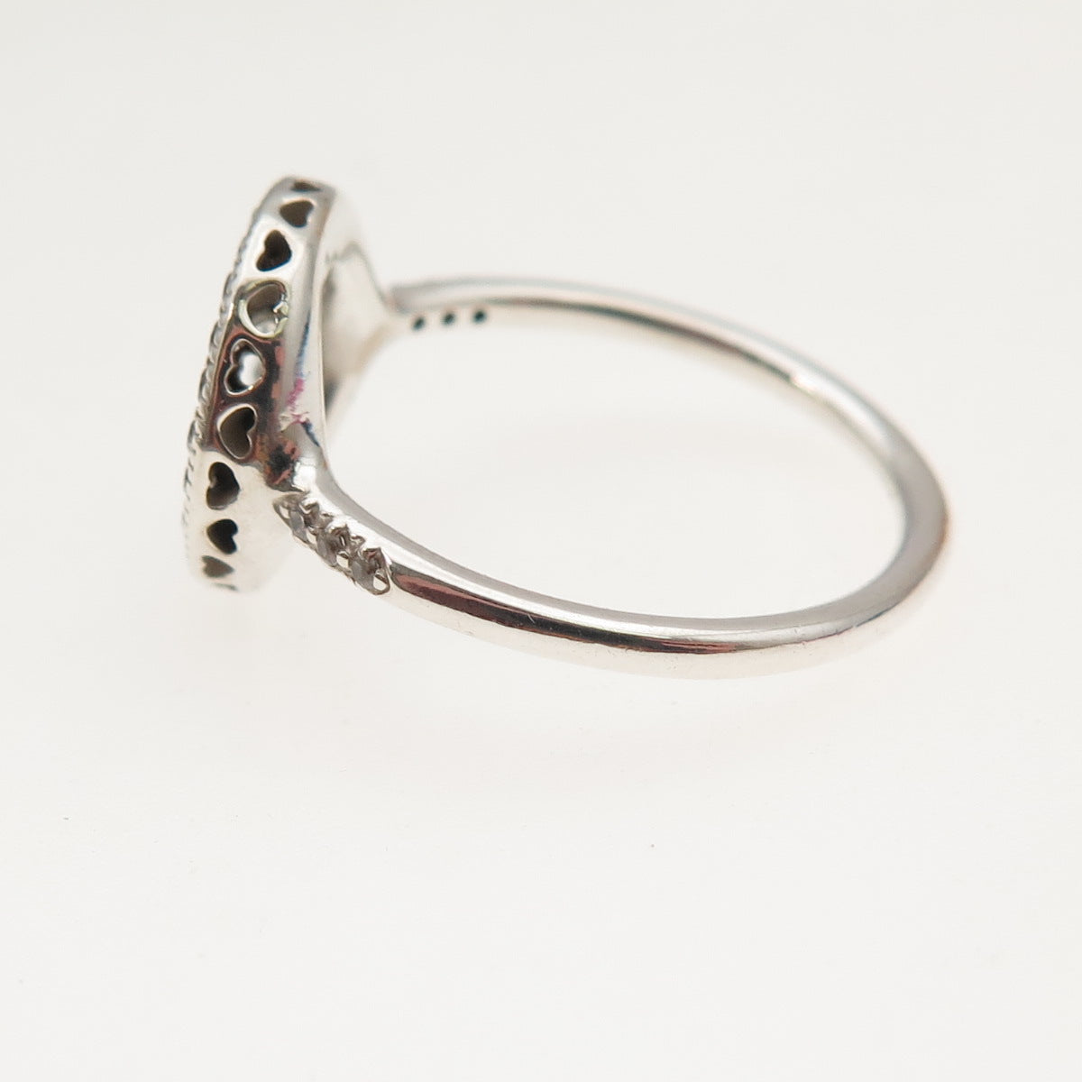 Pandora 925 Sterling Silver Round-Cut C Z Hearts of Pandora Halo Ring Size 7.5