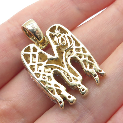 925 Sterling Silver Gold Plated Round-Cut Shaped C Z Letter M Sparkle Pendant