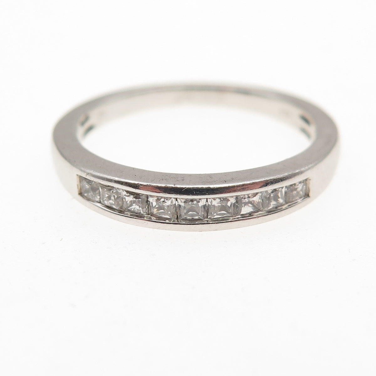 925 Sterling Silver Round-Cut C Z Half Eternity Band Ring Size 7