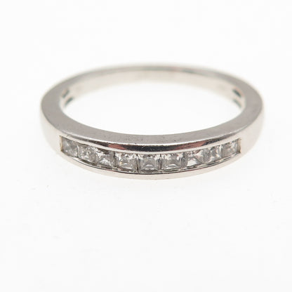 925 Sterling Silver Round-Cut C Z Half Eternity Band Ring Size 7