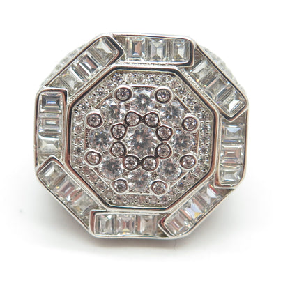 925 Sterling Silver Pave Multi-C Z Domed Ring Size 9.25