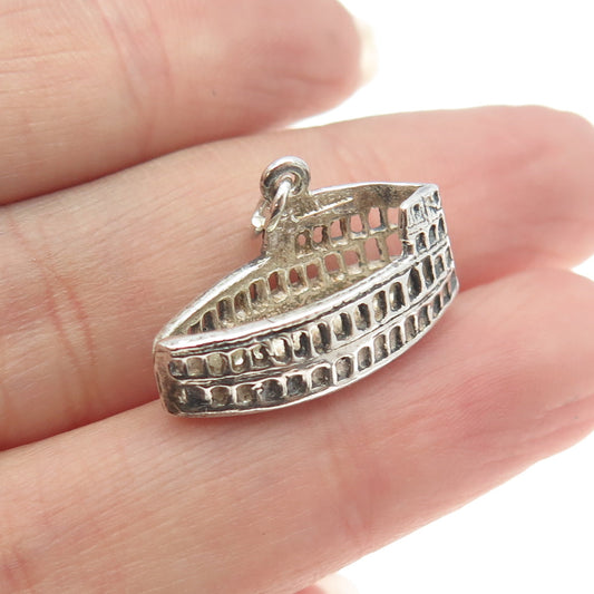 925 Sterling Silver Vintage Colosseum 3D Charm Pendant