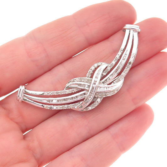 925 Sterling Real Round & Emerald-Cut Diamond Infinity Centerpiece Pendant