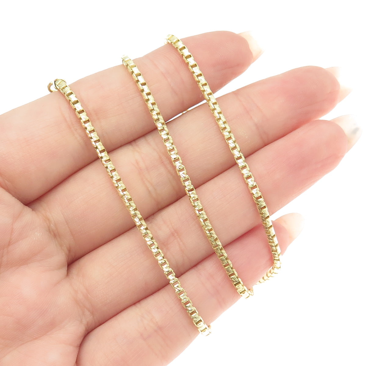 925 Sterling Silver Gold Plated Italy Box Chain Necklace 18"