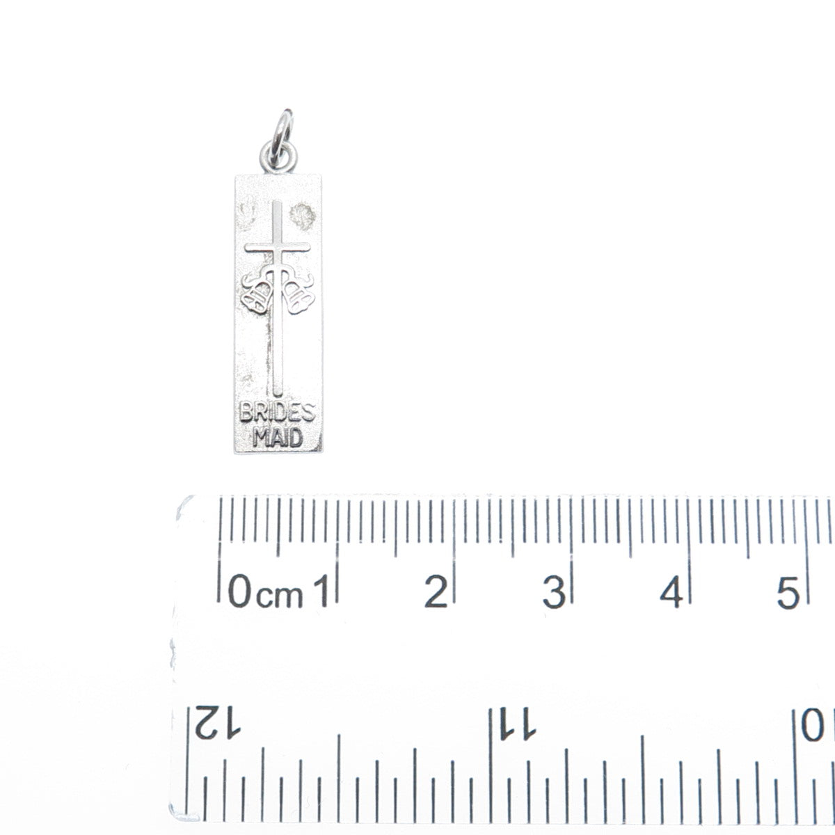 ANTAYA 925 Sterling Silver Vintage Bridesmaid Cross & Bells Bar Charm Pendant