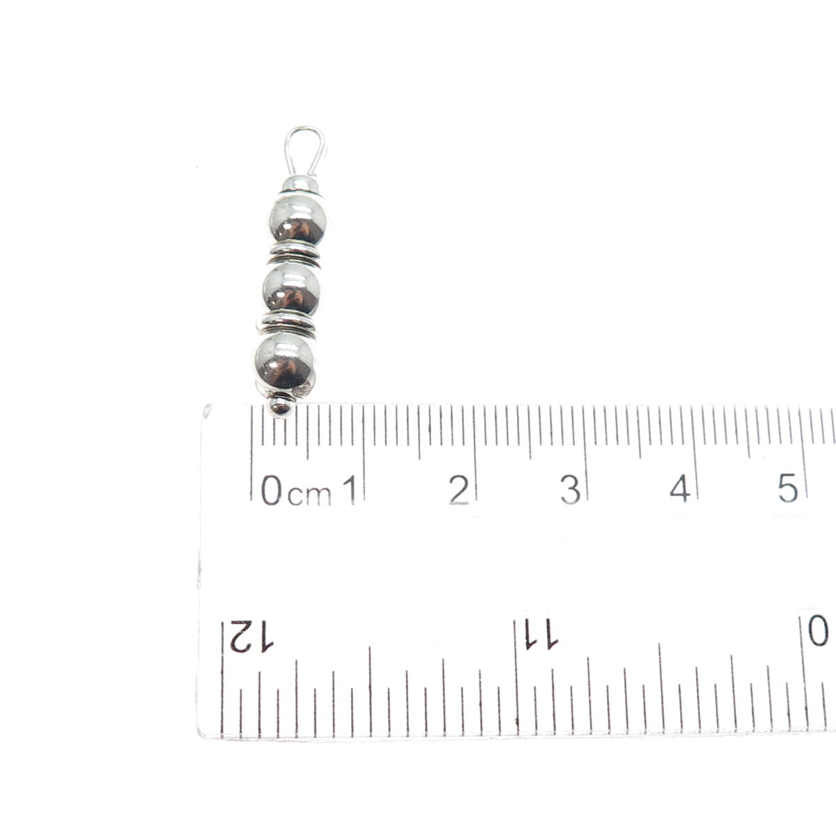 925 Sterling Silver Vintage Baby Beaded Rattle Minimalist 3D Charm Pendant