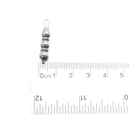 925 Sterling Silver Vintage Baby Beaded Rattle Minimalist 3D Charm Pendant