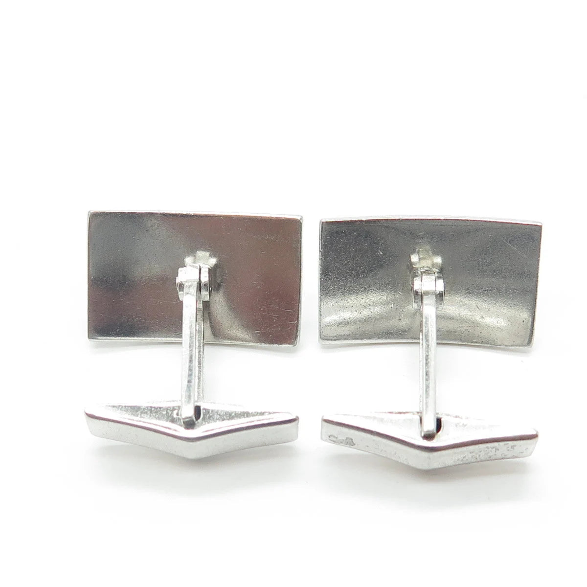 925 Sterling Silver Vintage Smibo Floral Rectangle Cufflinks