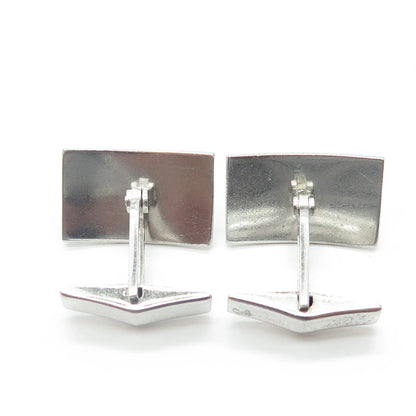 925 Sterling Silver Vintage Smibo Floral Rectangle Cufflinks