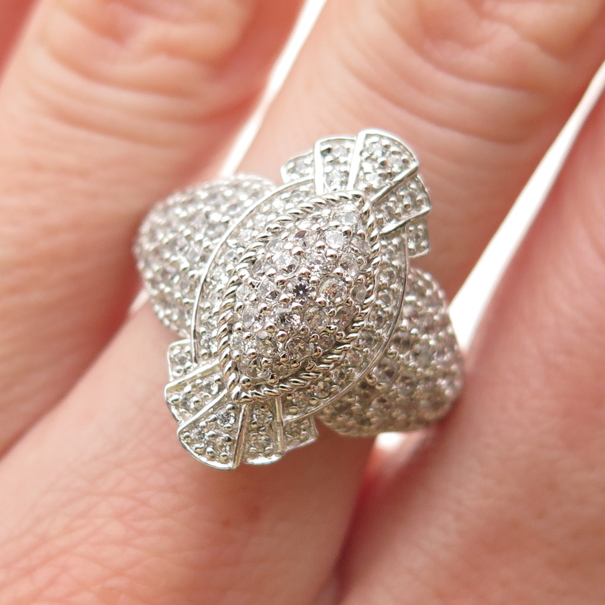 925 Sterling Silver Round-Cut C Z Sparkle Ring Size 7.25