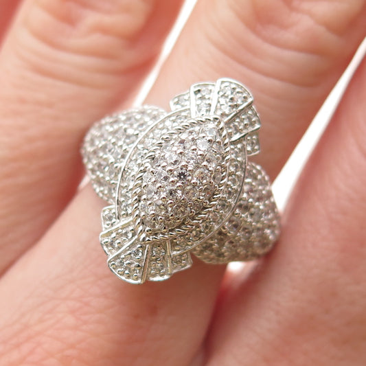 925 Sterling Silver Round-Cut C Z Sparkle Ring Size 7.25