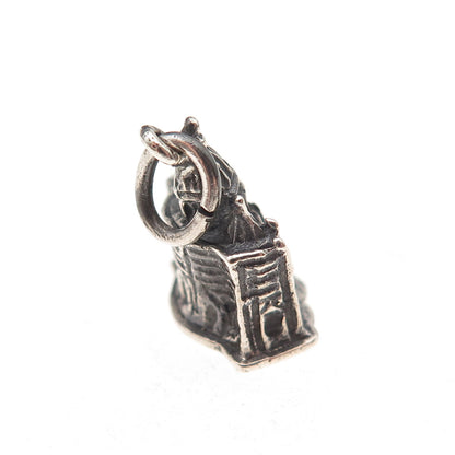 800 Silver Antique Art Deco St. Peter's Basilica Oxidized Charm Pendant