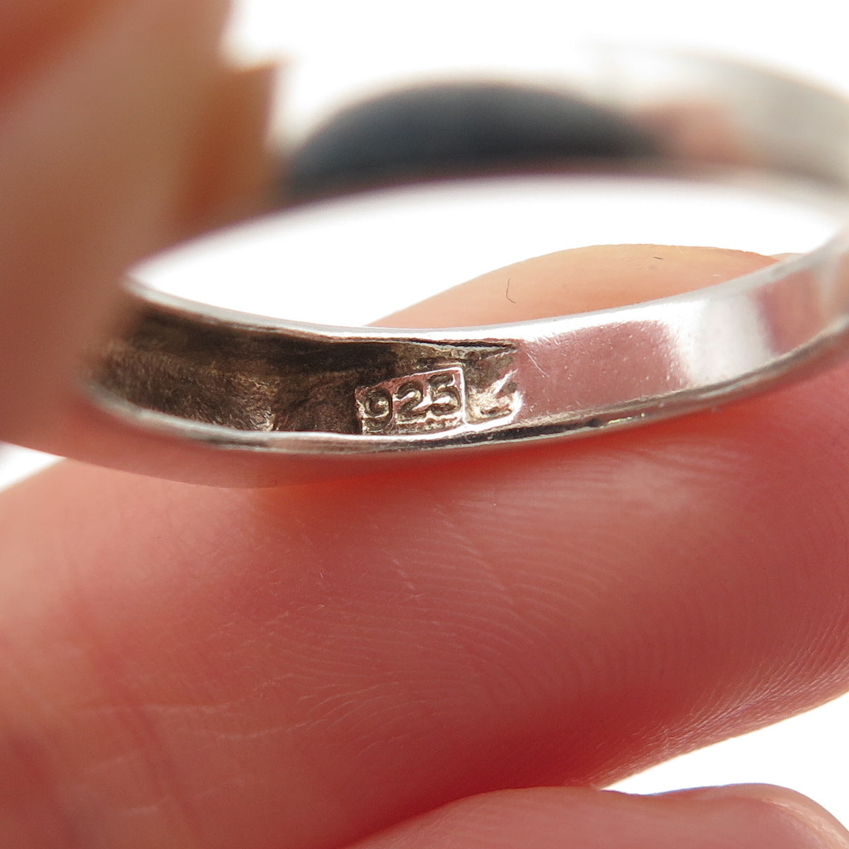 925 Sterling Silver Vintage Peace Bar Ring Size 7