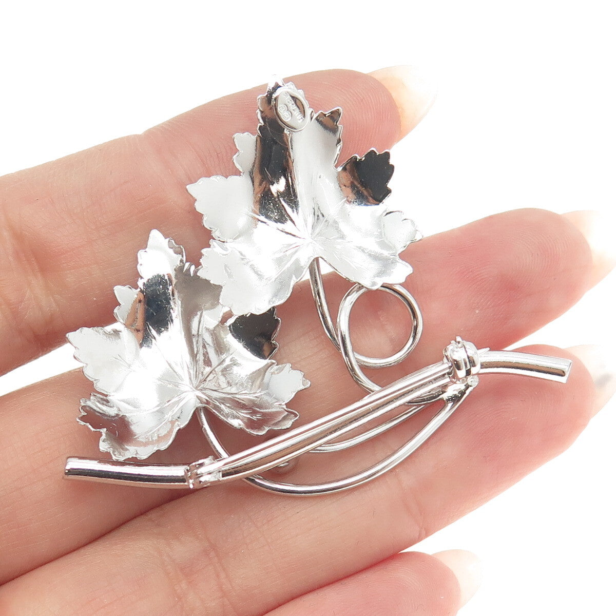BINDER BROTHERS 925 Sterling Silver Antique Art Deco Maple Leaf Pin Brooch