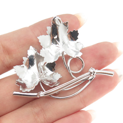 BINDER BROTHERS 925 Sterling Silver Antique Art Deco Maple Leaf Pin Brooch