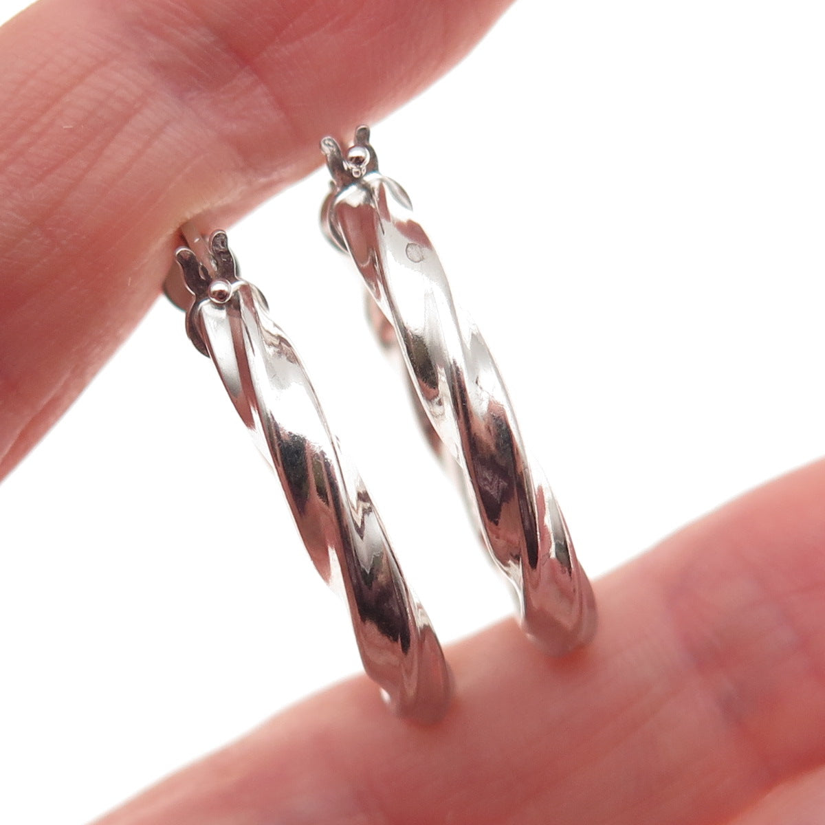 925 Sterling Silver Italy Twisted Hoop Earrings
