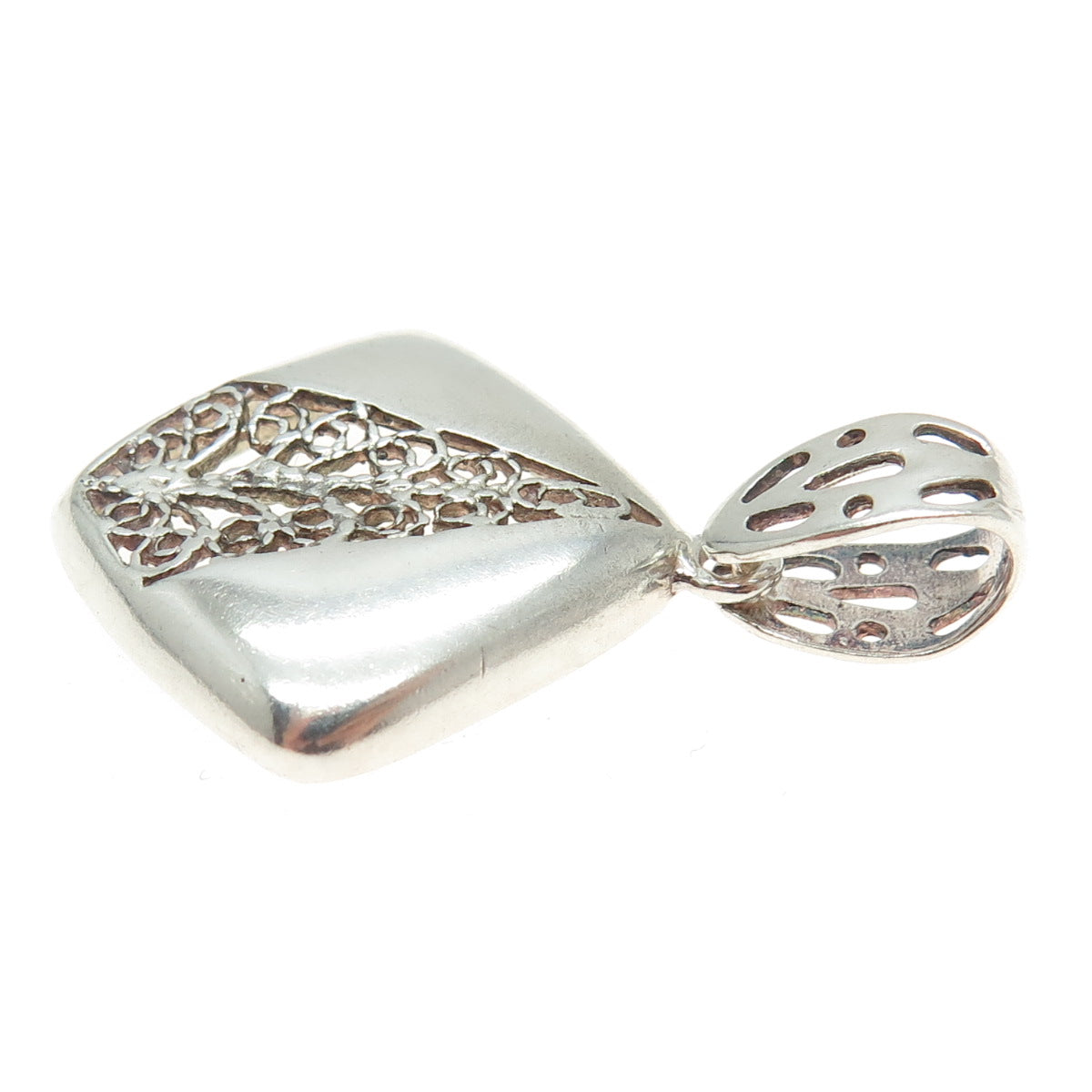 925 Sterling Silver Vintage Modernist Filigree Pendant