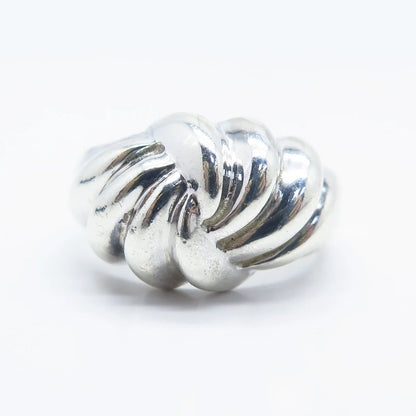 925 Sterling Silver Vintage Ribbed Ring Size 8.25