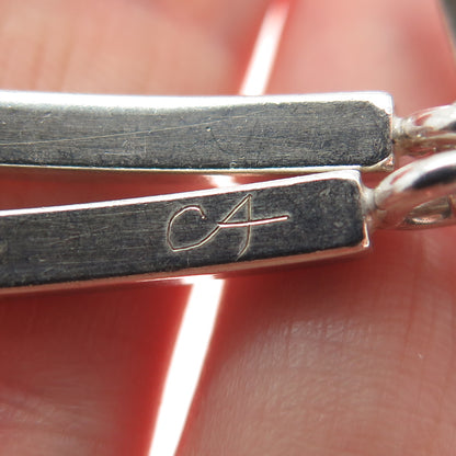 925 Sterling Silver Vintage CA Artisan Modernist Double Bar Link Bracelet 7"