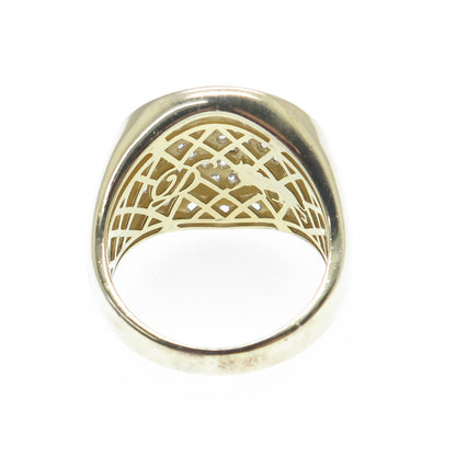 DADWANI 925 Sterling Gold Plated Round-Cut Shaped C Z Sparkle Ring Size 7.25