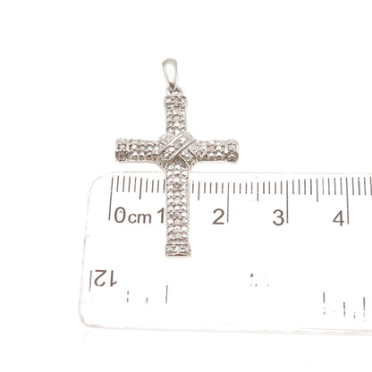 Chuck Clemency 925 Sterling Silver Real Round-Cut Diamond Cross Charm Pendant