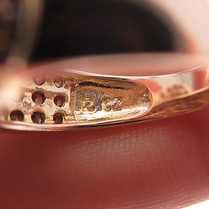 ROSS SIMONS Sterling Silver Gold Plated Cognac & White C Z Buckle Ring Size 7