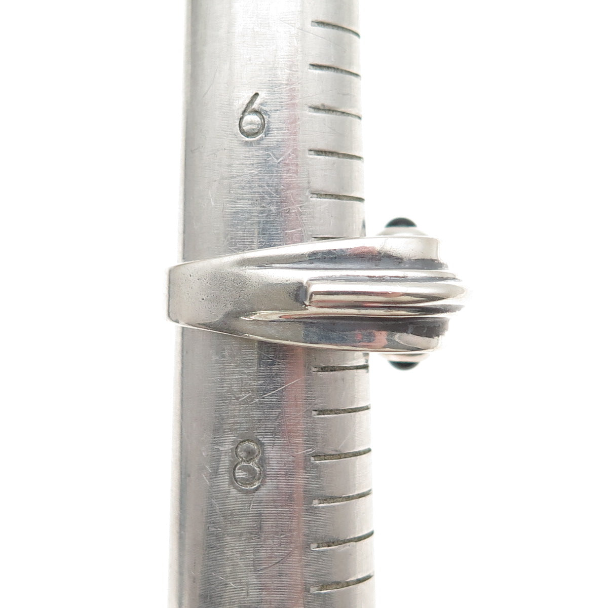 Chapal Zenray Sterling Silver Vintage Real Black Onyx Modernist Ring Size 7.25