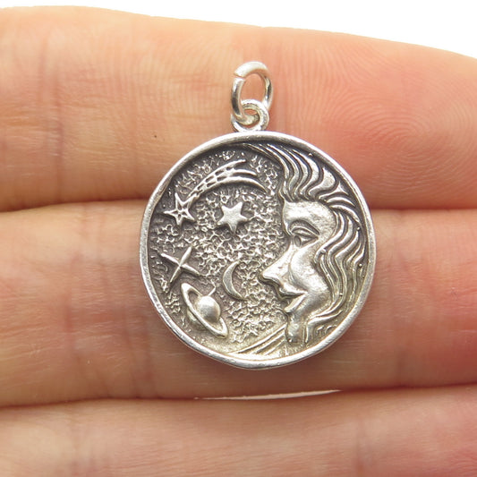 SUNWEST 925 Sterling Silver Vintage Moon Goddess Minimalist Charm Pendant