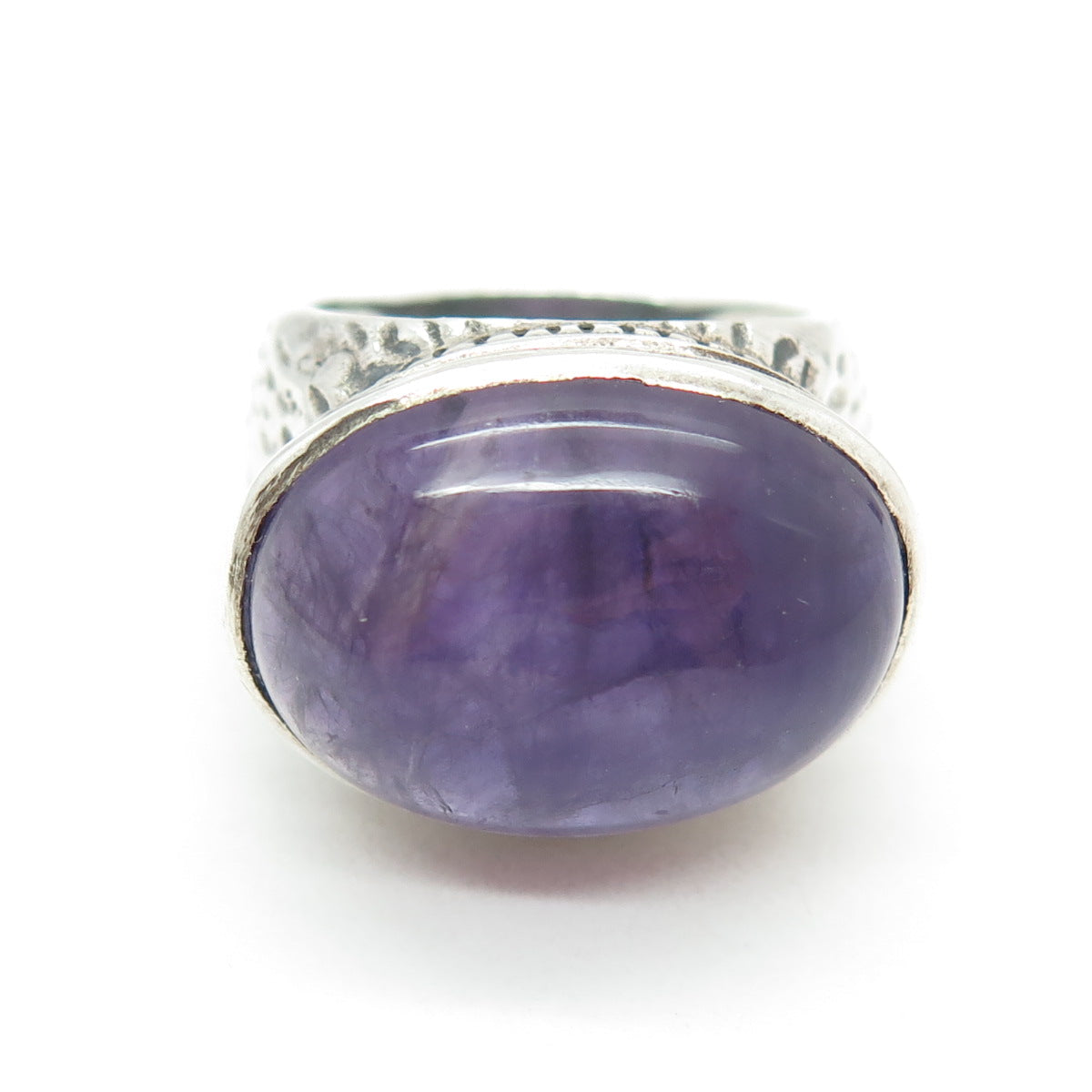 925 Sterling Silver Vintage Real Cabochon Amethyst Ring Size 6.75