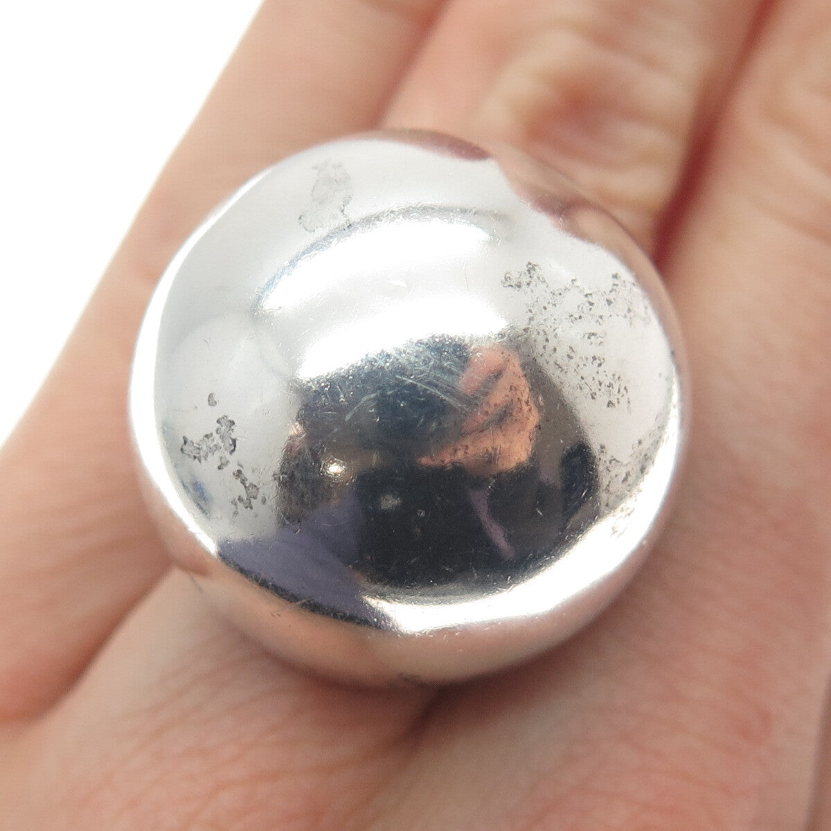 925 Sterling Silver Vintage Mexico Modernist Dome Adjustable Ring Size 6.5