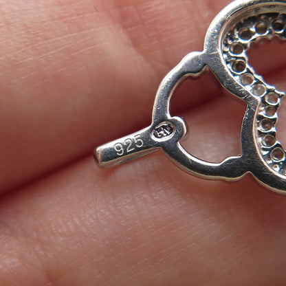 HN HENG NGAI 925 Sterling Silver Real Round-Cut Diamond Heart Key Charm Pendant